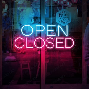 Open Closed Neon Sign LED Business Sign for Storefront Window LED Open Close Sign for Bar Restaurant Coffee Shop Salon Office Business Sign