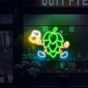Beer Hop Neon Sign LED Neon Light for Bar Brewery Pub Decor Beer Lover&#39;s Neon Wall Art Custom Neon Sign for Cider Brewery Sign Business Sign