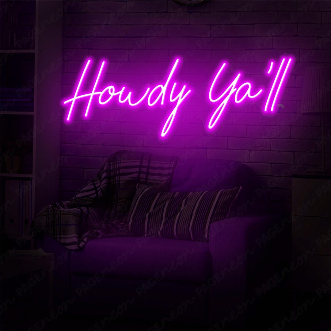 Howdy Ya’ll Neon Sign Pink LED Neon Light for Home Decor Modern LED ...