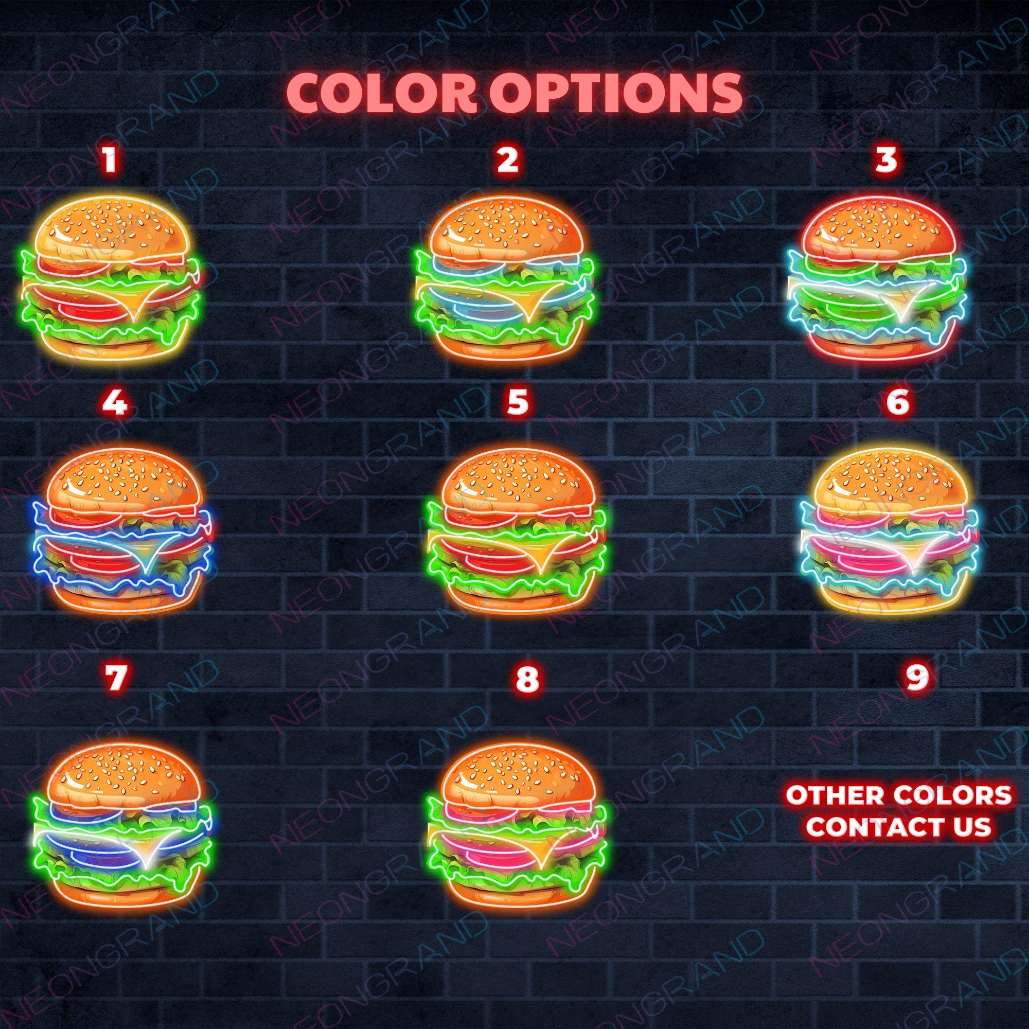 Burger Neon Sign LED Fast Food Light Restaurant Wall Decor Hamburger ...