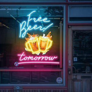 Free Beer Tomorrow Neon Sign Funny Bar LED Light Pub Wall Decor Man Cave Neon Art Custom Beer Sign Party Lounge Wall Light