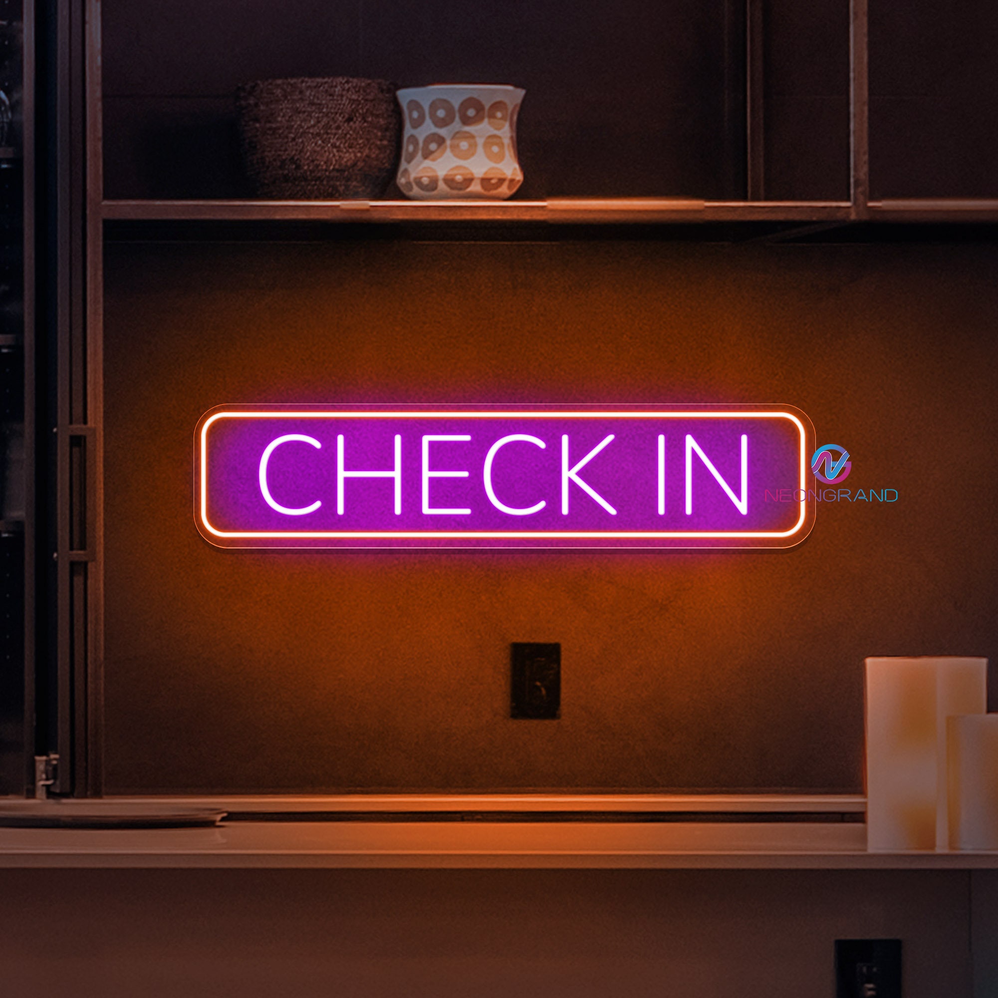 Check in Sign Check Out Sign Reception Sign Lobby Sign Custom Neon Sign ...