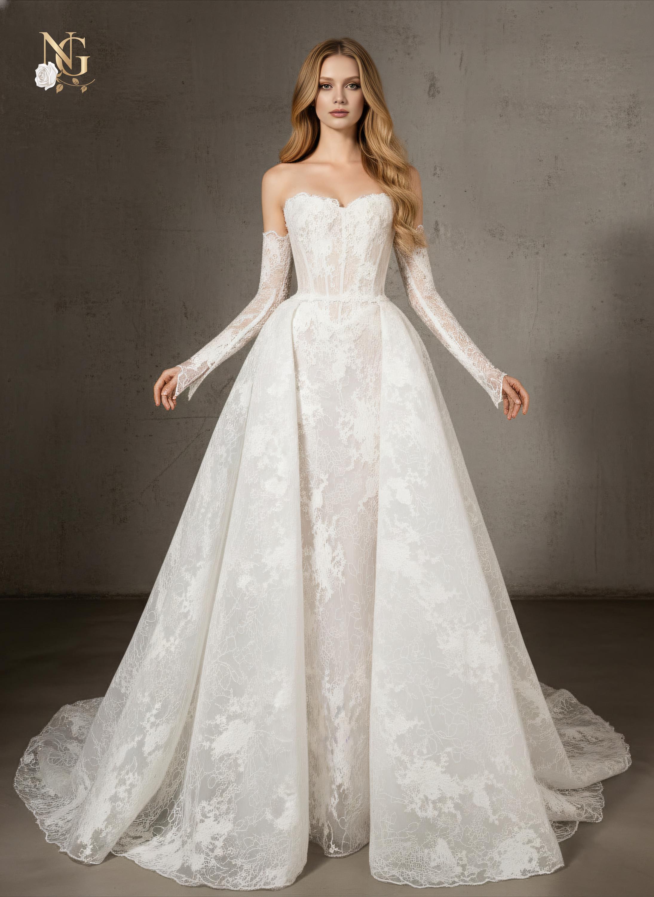 chinese dress ladies Detachable 2 In 1 Wedding Mermaid Dress Organza With Embroidery Ball G –  HER SHOP main image 0