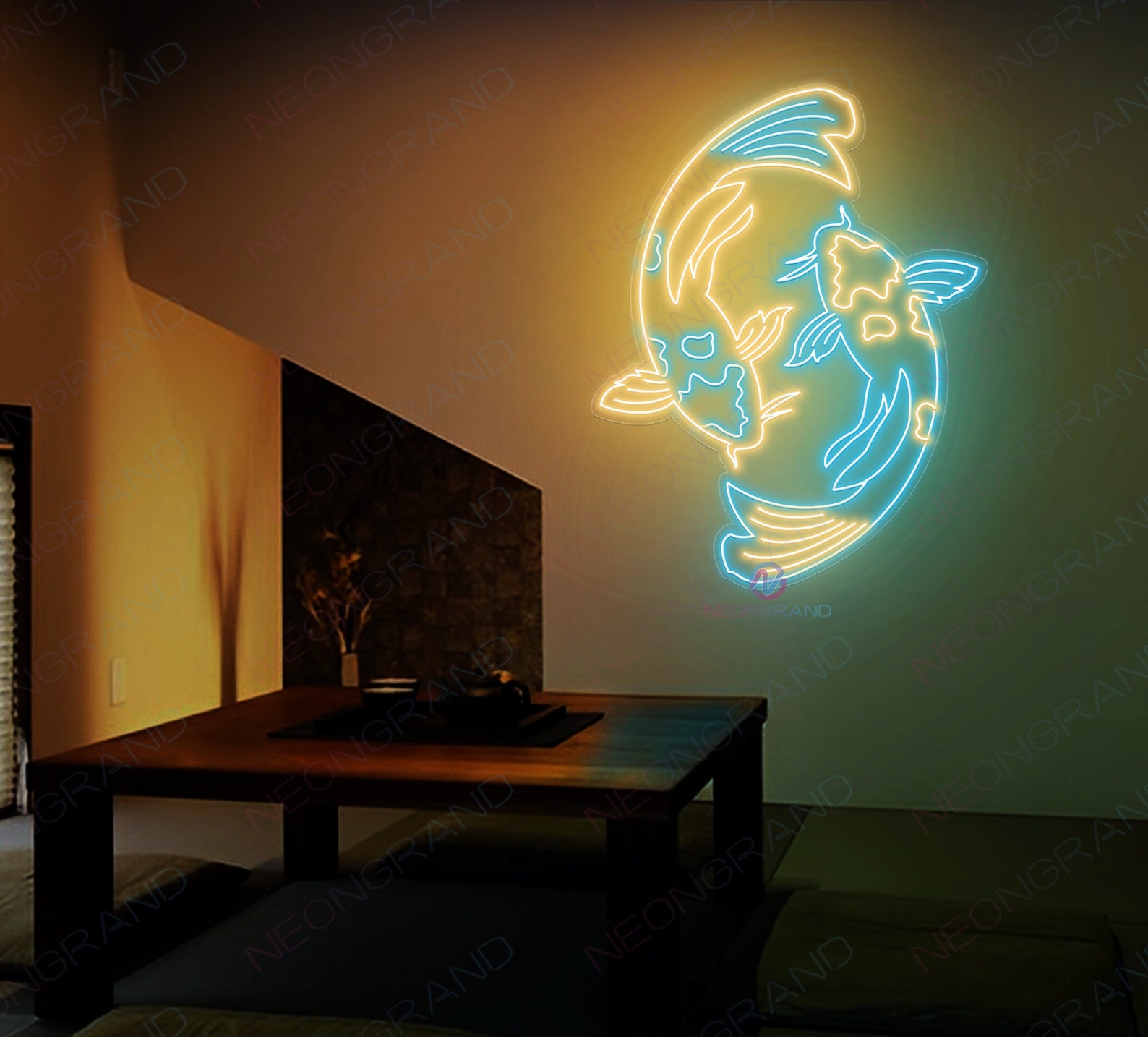 Koi Fish Neon Sign Koi Neon Sign Custom Japan Neon Sign - Etsy