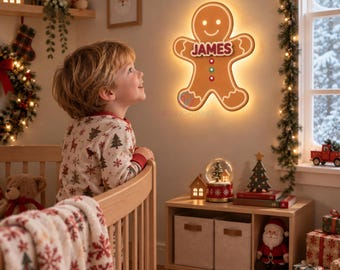 Gingerbread Light Gingerbread Man Christmas Ornament Christmas Name Sign Christmas Lamp Kids Christmas Gift Kids Night Light Kids Room Decor