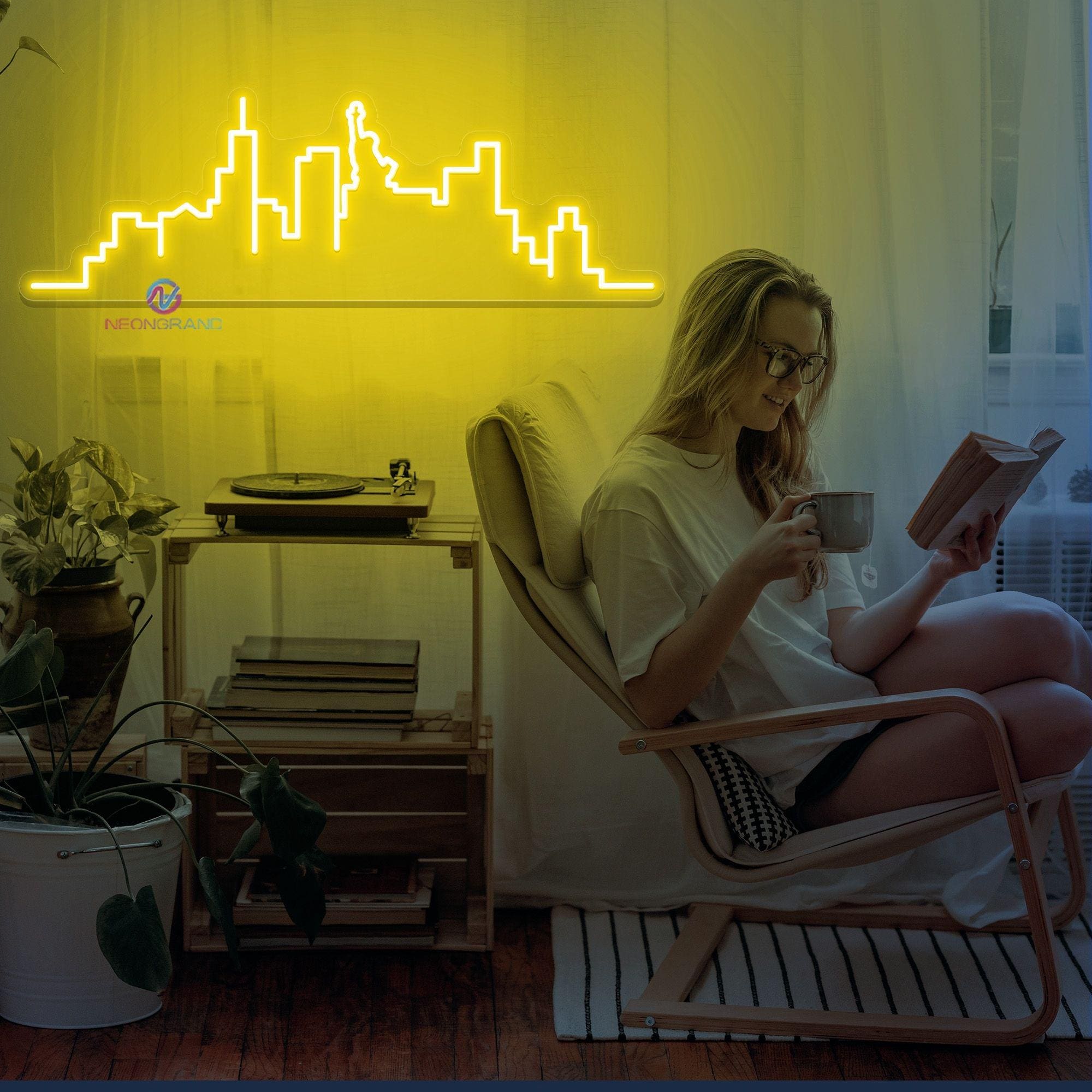 City Skyline Neon Sign New York Modern Urban LED Wall Light for Living Room or Office Minimalist Cityscape Decor Custom City Outline Art