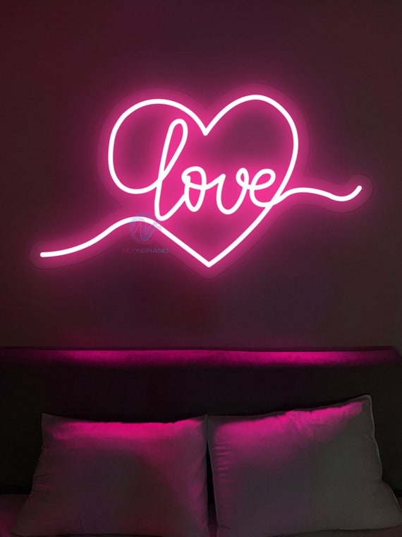 Hello Gorgeous Led Neon Sign for Wall Decor, Romantic Custom Neon Light Sign  for Girls Bedroom, Adjustable Large Neon Light for Party Wedding, 19.68 x  14.1, Pink Letter and Warm White Heart 