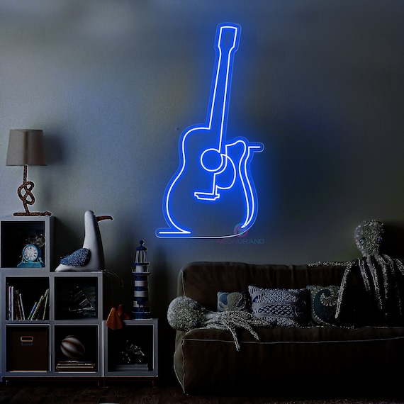 Guitar Neon Sign Guitar Neon Led Guitar Wall Decor Neon | Etsy