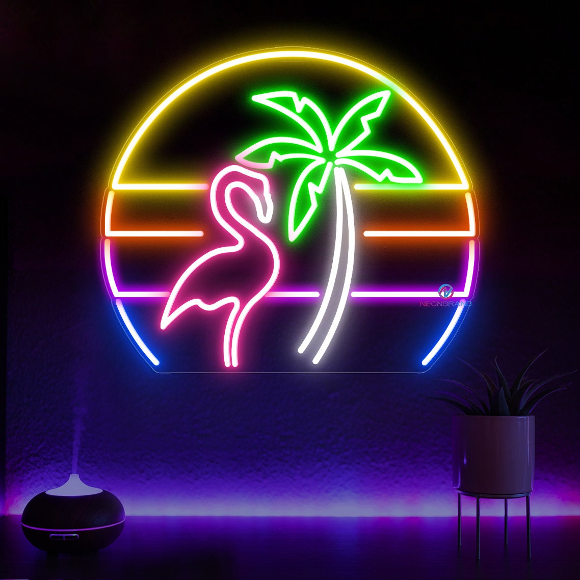 Neon Palm Tree Sign US STOCK AVAILABLE Flamingo Neon Sign - Etsy