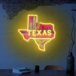 Letrero de neón de Texas Letrero de Texas Arte de pared de Texas Letrero de vaquero de Dallas Decoración del oeste Regalo de Navidad Letrero de Texas Letrero de neón LED Decoración de dormitorio