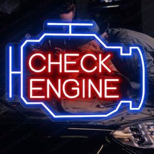 Check Engine Light Check Engine Neon Sign LED Garage Sign Car Sign Custom Neon Sign Birthday Gift For Dad Fathers Day Gift For Him Husband
