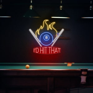 Billiards Neon Sign Pool Hall LED Light 8 Ball Billiard Decor Neon Sign ...