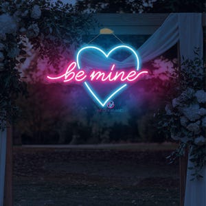Be Mine Insegna al neon a forma di cuore Luce LED Decorazione romantica per la stanza Insegna al neon personalizzata Love Wall Regalo di San Valentino per lei Decorazione per proposta di matrimonio