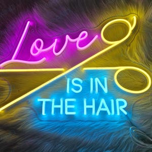 Love Is In The Hair Sign Salon LED Neon Sign Salon Decor Idea Custom Business Outdoor Beauty Salon Logo Sign Hair Neon Sign For Salon