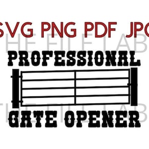 Pode incluir: Design gráfico preto e branco com um portão e o texto "PROFESSIONAL GATE OPENER".