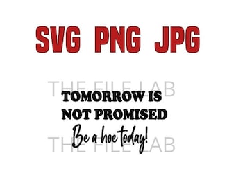Tomorrow is not promised... Be a hoe today! SVG PNG JPG