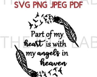 Part Of My Heart Is With My Angels In Heaven svg, png, pdf, jpg