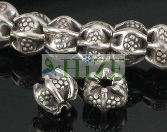 HIZE SB571 Thai Karen Hill Tribe Silver Daisy Flower Corrugated Round Spacer Beads 5.5mm (24)