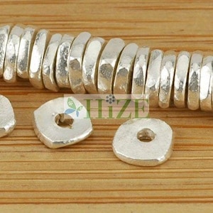 HIZE SB450 Thai Karen Hill Tribe Silver Square Chip Disc Ring Spacer Beads 5mm (36)