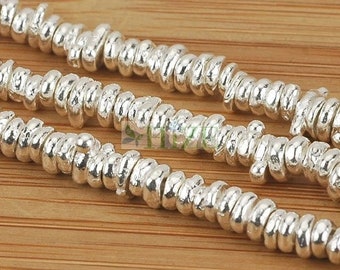 HIZE SB089 Thai Karen Hill Tribe Silver Small Irregular Chip Spacer Beads 3-5mm (5&quot;)
