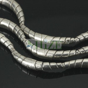 HIZE SB028 Thai Karen Hill Tribe Silver Roll Curve Tube Beads 21mm (10)