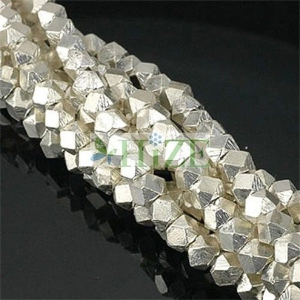 HIZE SB211 Thai Karen Hill Tribe Silver Faceted Nugget Cube Spacer Beads 3mm (50)