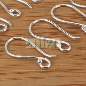 HIZE ER007 Thai Karen Hill Tribe Silver Hook Earrings Earwires Hooks Finding 18x9mm (10)