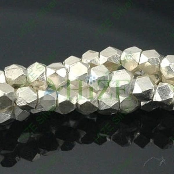 HIZE SB168 Thai Karen Hill Tribe Silver Faceted Nugget Cube Spacer Beads 2.8mm (65)