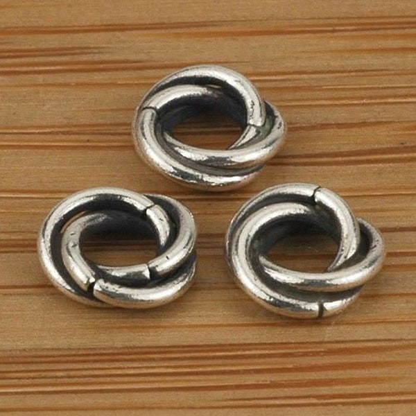 HIZE BB105 925 Sterling Silver Finding Twisted Knot Ring Spacer Beads 7mm (24)