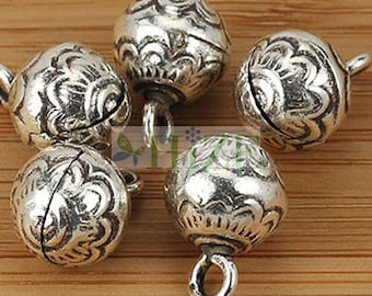 3KH-054 タイ・カレン族のシルバー2個入りファンシーラウンドボール