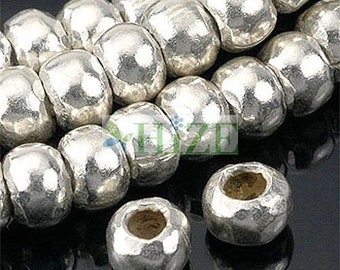 HIZE SB013 Thai Karen Hill Tribe Silver Plain Roller Rondelle Beads 5mm (32)