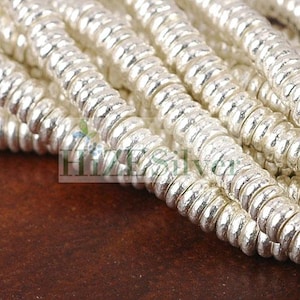 HIZE SB138 Thai Karen Hill Tribe Silver Plain Ring Round Disc Heishi Spacer Beads 4.5mm (44)