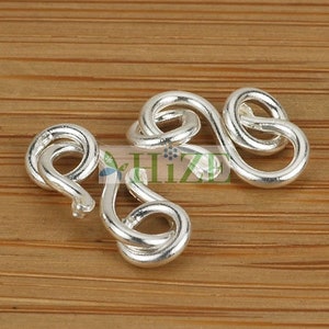 HIZE CN074 Thai Karen Hill Tribe Silver Plain Snake S-Hook Connector Clasps 20x8mm (6)
