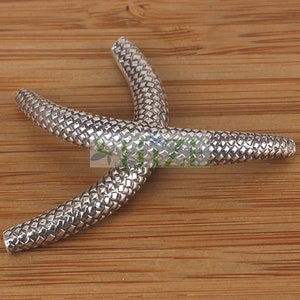 HIZE SB231 Thai Karen Hill Tribe Silver Scale Texture Curve Tube Focal Beads 44mm (2)