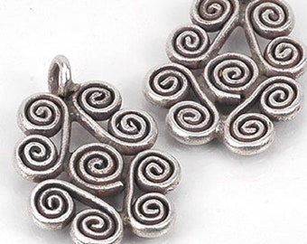 HIZE SC157 Thai Karen Hill Tribe Silver Spirals Wireworks Charms 20x16mm (2)