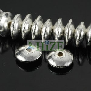 HIZE SB016 Thai Karen Hill Tribe Silver Plain Little Disc Saucer Beads 6.75mm (16)