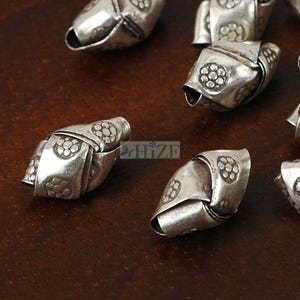 HIZE SB030 Thai Karen Hill Tribe Silver Flower Woven Origami Oval Nugget Beads 7mm (10)