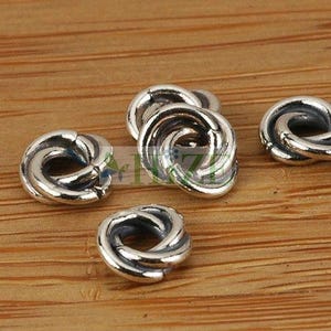 HIZE BB005 925 Sterling Silver Finding Twisted Knot Ring Spacer Beads 6mm (24)