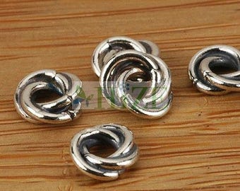 HIZE BB005 925 Sterling Silver Finding Twisted Knot Ring Spacer Beads 6mm (24)