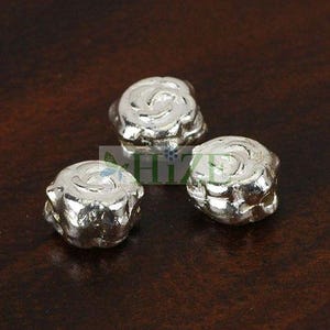 HIZE SB195 Thai Karen Hill Tribe Silver Small Flower Round Box Beads 7mm (10)