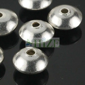 HIZE SB664 Thai Karen Hill Tribe Silver Plain Shiny Disc Saucer Focal Beads 10mm (6)