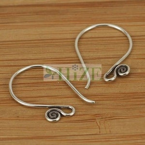 HIZE ER006 Thai Karen Hill Tribe Silver Hook Earrings Earwires Hooks Finding 19x15mm (8)