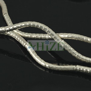 HIZE SB600 Thai Karen Hill Tribe Silver Small Hammered Texture Curve Tube beads 23x2mm (14.5&quot;)