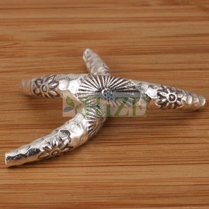 HIZE SB690 Thai Karen Hill Tribe Silver Flower Curve Tube Focal Beads 40mm (2)