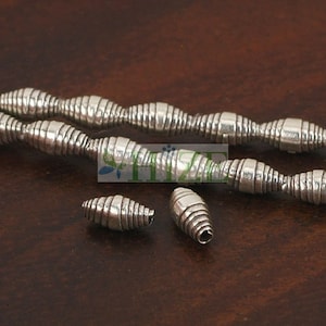 HIZE SB521 Thai Karen Hill Tribe Silver Rolled Wrapped Oval Tube Beads 3mm (32)