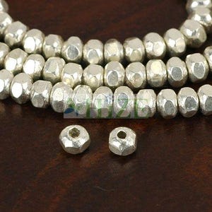 HIZE SB086 Thai Karen Hill Tribe Silver Faceted Rondelle Hexagon Spacer Beads 4mm (36)
