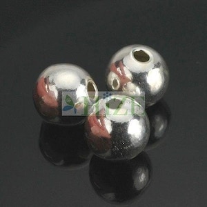 HIZE SB658 Thai Karen Hill Tribe Silver Rosary Plain Round Ball Beads 8mm (8)
