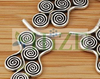 HIZE SB072 Thai Karen Hill Tribe Silver Swirl Wire Work Tube Beads 22mm (2)