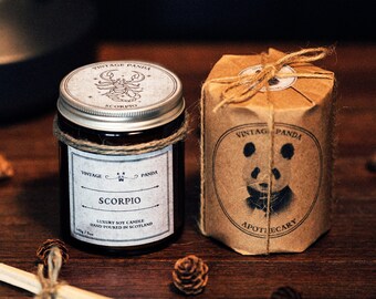 Zodiac Scented Candle // Pick Your Zodiac & Scent Vegan - Soy Wax with Wood Wick in Apothecary Jar - Birthday Month Astrology Present Gift