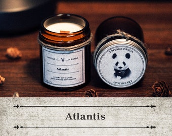 Atlantis // Rock Salt, Driftwood & Waterlily Scented Candle // Vegan Soy Wax with Wood Wick in Apothecary Jar // Handmade in Scotland, UK